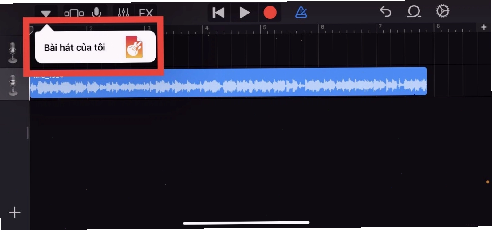 Lưu đoạn nhạc vào mục Bài hát của tôi trong GarageBand