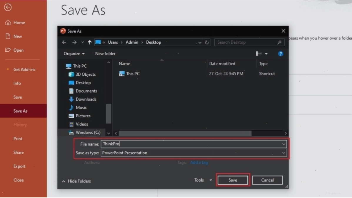 Lưu file PowerPoint