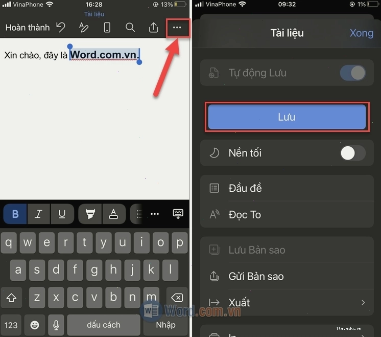 Lưu hoặc xuất file Word sau khi hoàn thành soạn thảo