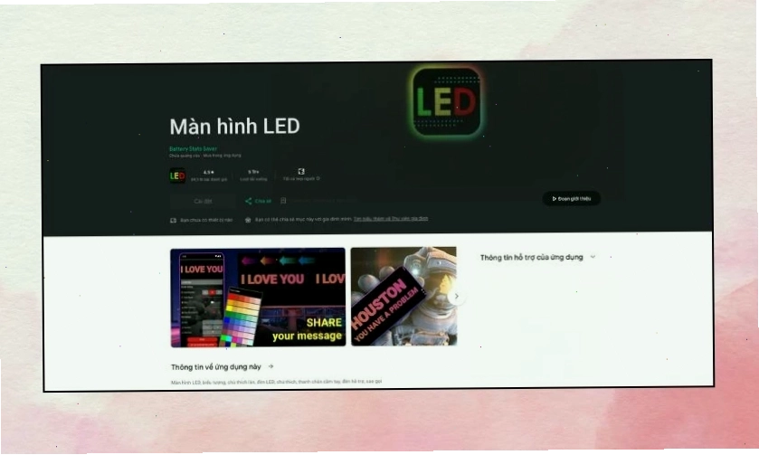 Màn hình điện thoại hiển thị ứng dụng chạy chữ LED