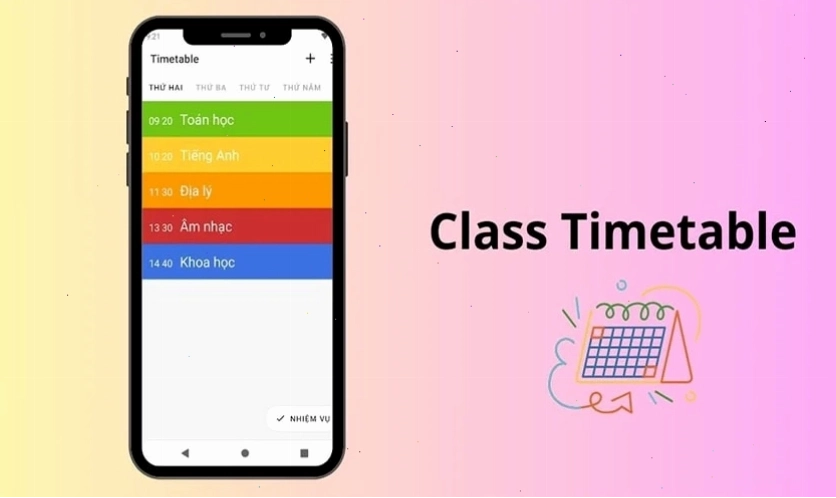Minh họa các ứng dụng hỗ trợ tạo thời khóa biểu trên điện thoại