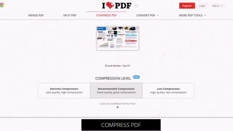 Minh họa quá trình nén file PDF bằng công cụ trực tuyến