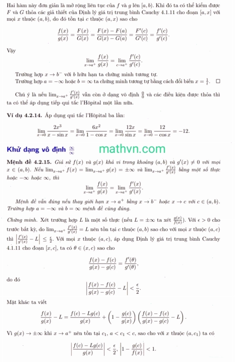 Minh họa tính giới hạn bằng quy tắc L Hôpital cho dạng 0/0