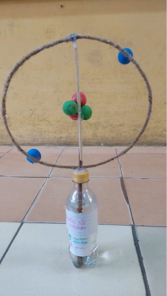 Mô hình nguyên tử với hạt nhân và các electron quay quanh