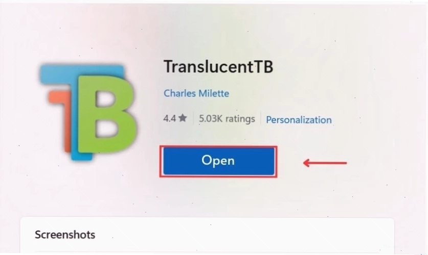 Mở ứng dụng TranslucentTB