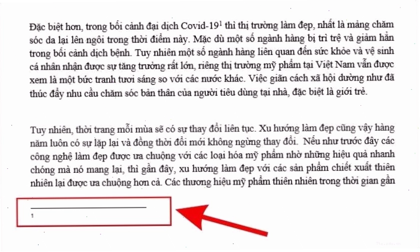Nhập nội dung chú thích cho Footnote tại cuối trang