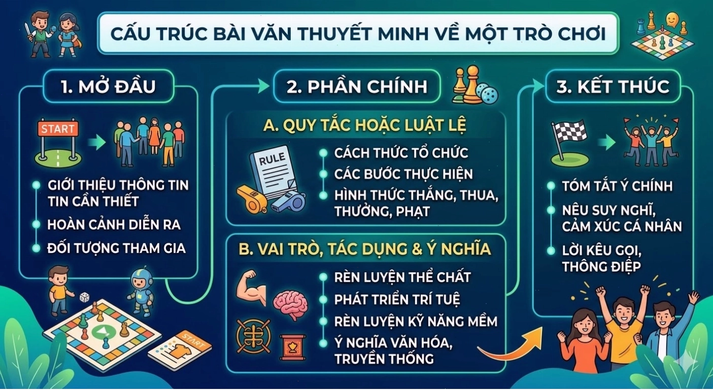 Sơ đồ cấu trúc bài văn thuyết minh về trò chơi