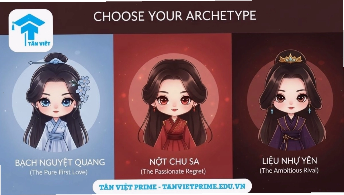 Sơ đồ so sánh Liễu Như Yên, Bạch Nguyệt Quang và Nốt Chu Sa