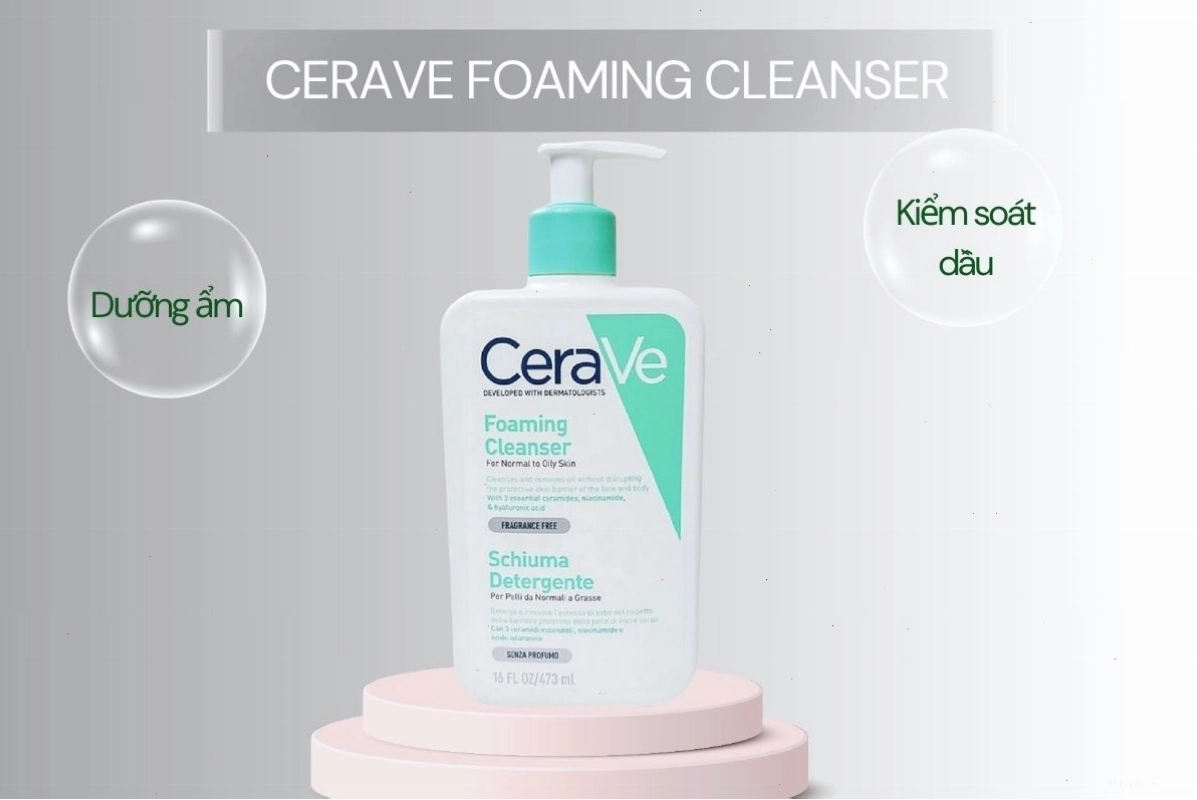 Sữa rửa mặt Cerave Foaming Cleanser dịu nhẹ, phục hồi da