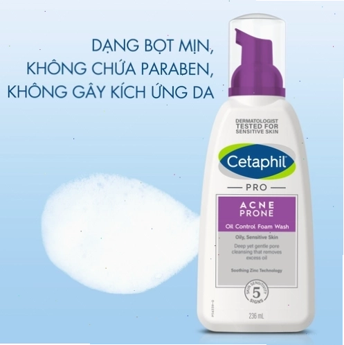 Sữa rửa mặt Cetaphil cho da dầu mụn giúp da khô thoáng và không bóng dầu