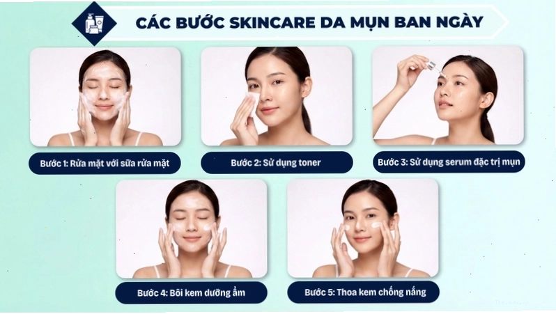 Sữa rửa mặt dịu nhẹ là lựa chọn hàng đầu cho bước làm sạch da dầu mụn buổi sáng