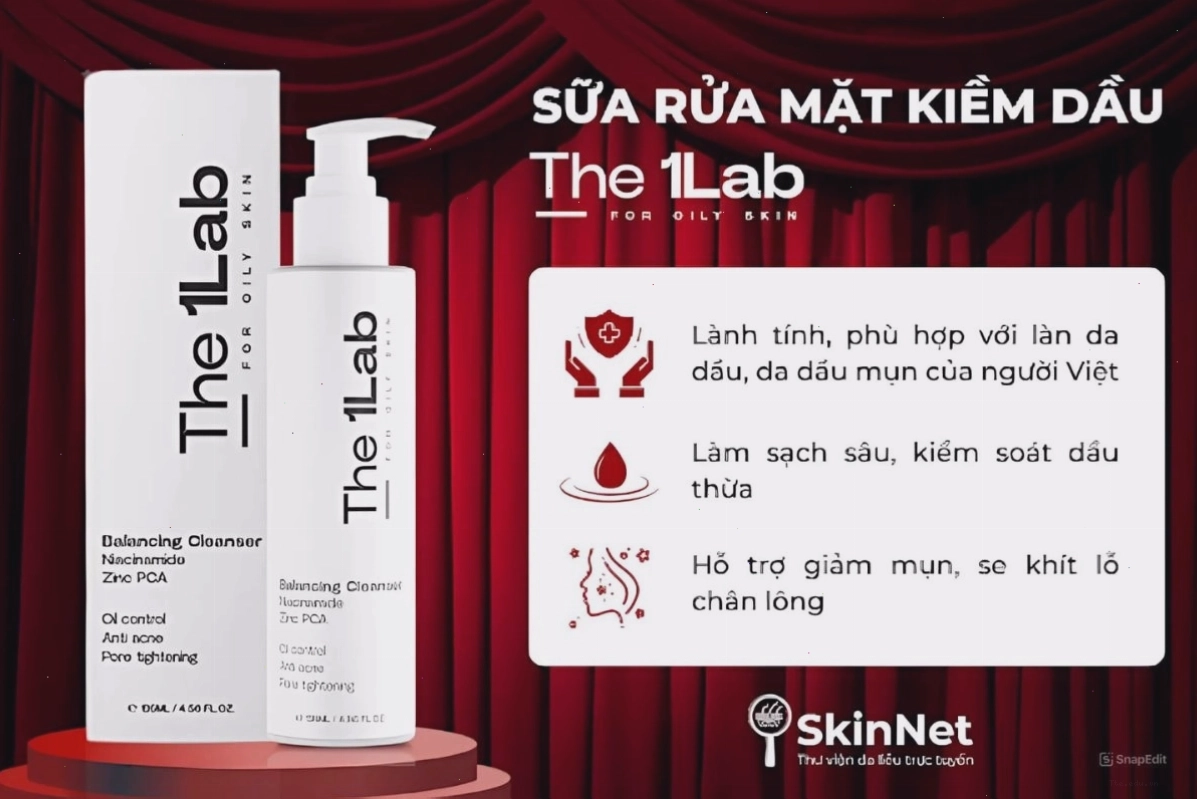 Sữa rửa mặt kiềm dầu The 1Lab cho da dầu mụn