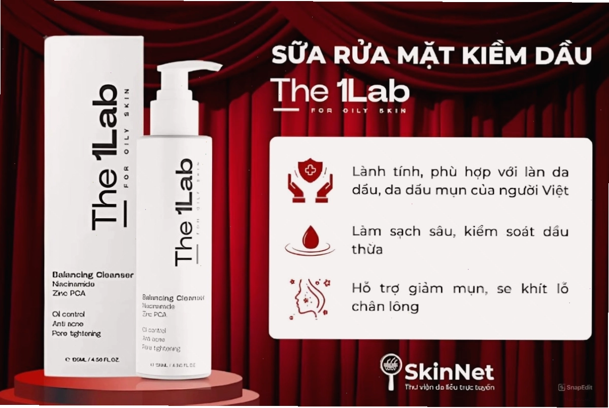 Sữa rửa mặt kiềm dầu The 1Lab với thành phần dịu nhẹ cho da dầu mụn