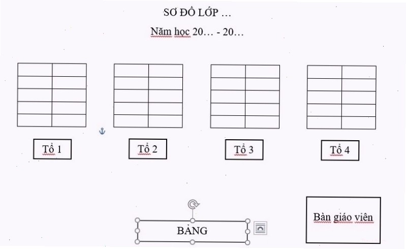 Tạo bàn giáo viên và cửa ra vào cho sơ đồ lớp học trên Word