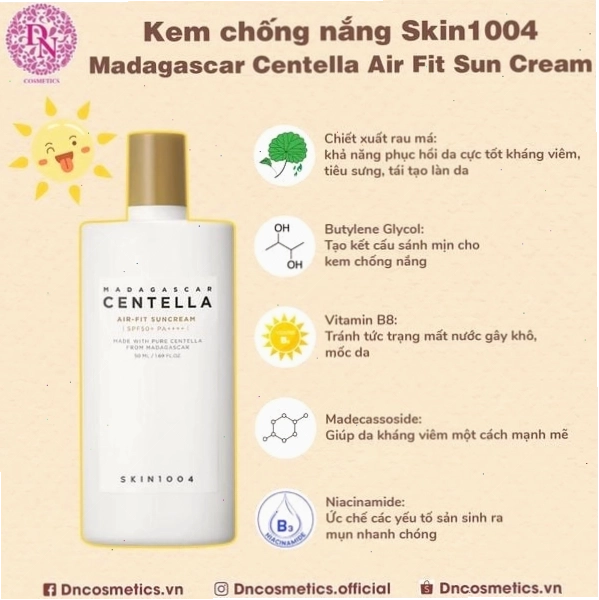 Thành phần chính của kem chống nắng Skin1004 Centella