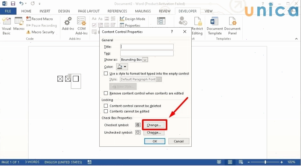 Thay đổi ký tự đánh dấu cho ô vuông Checkbox