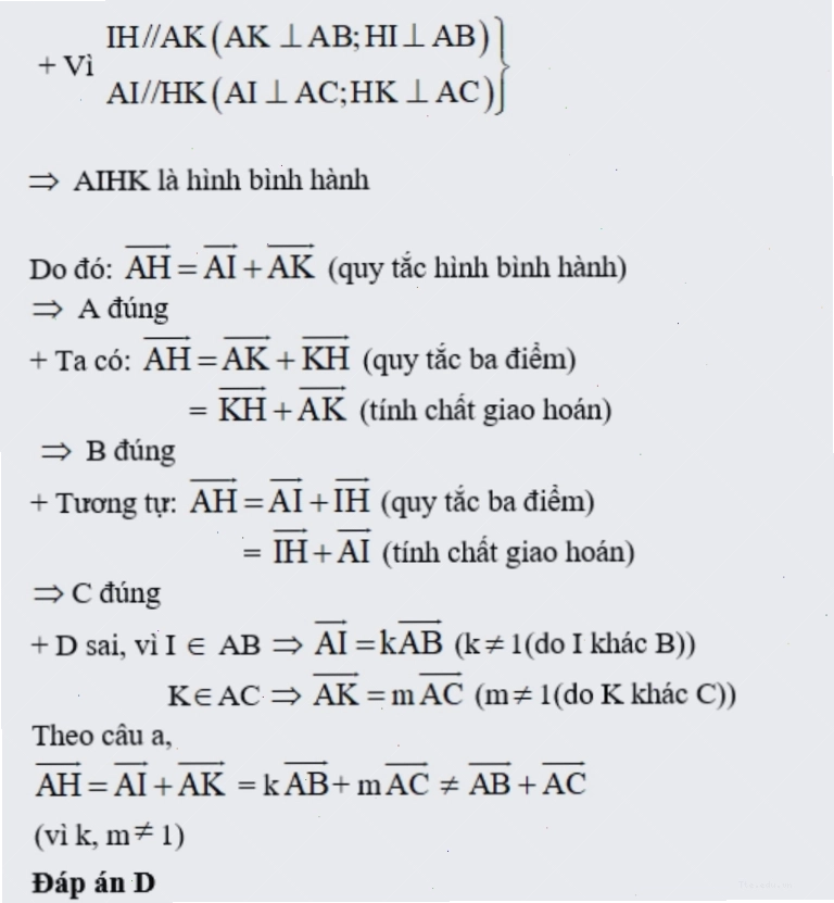Ví dụ về quy tắc hình bình hành